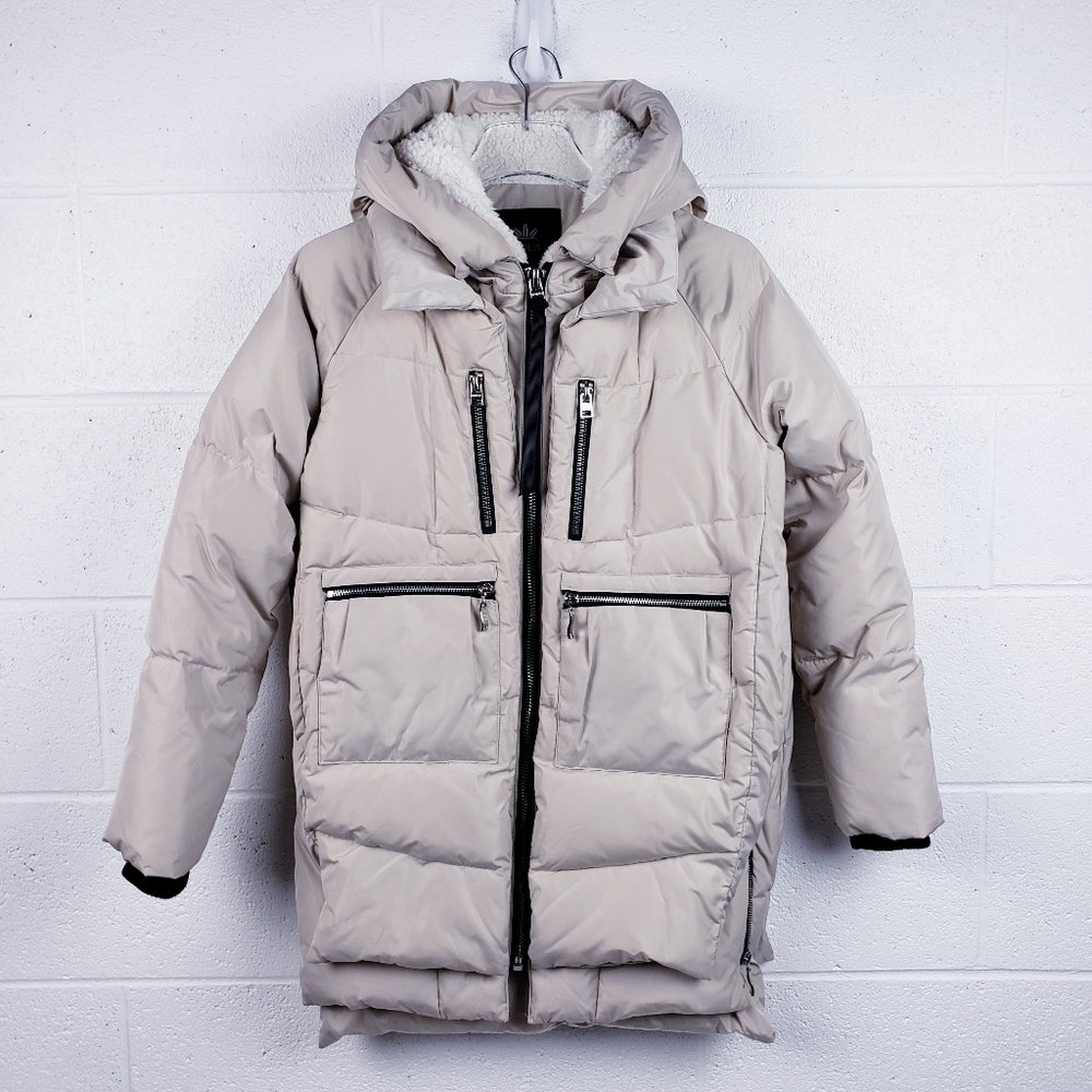 Orolay Thickened Down Parka Puffer Jacket Hooded Long‎ Beige Women's Size XS